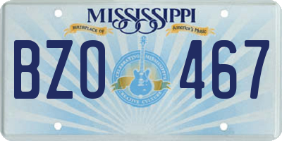 MS license plate BZO467