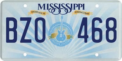 MS license plate BZO468