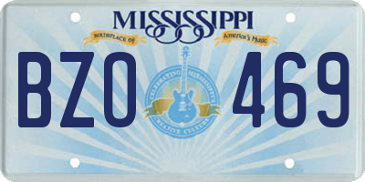MS license plate BZO469
