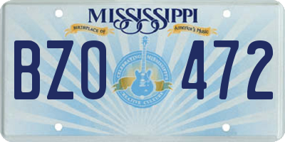 MS license plate BZO472