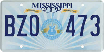 MS license plate BZO473