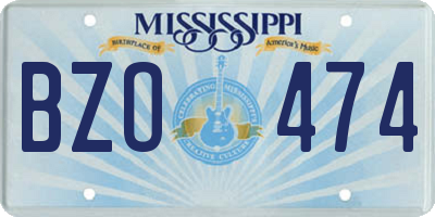 MS license plate BZO474