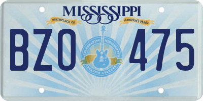 MS license plate BZO475