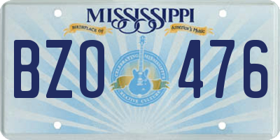 MS license plate BZO476