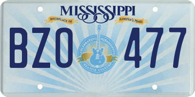 MS license plate BZO477
