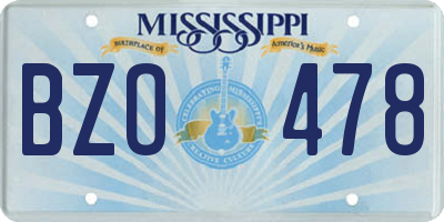 MS license plate BZO478