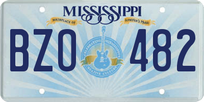 MS license plate BZO482