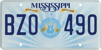 MS license plate BZO490