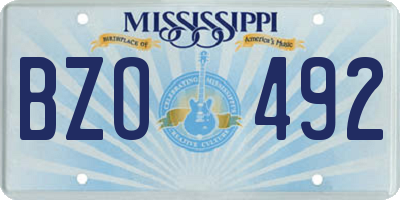 MS license plate BZO492