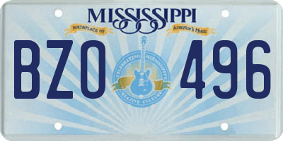 MS license plate BZO496