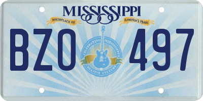 MS license plate BZO497