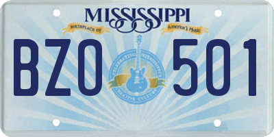 MS license plate BZO501
