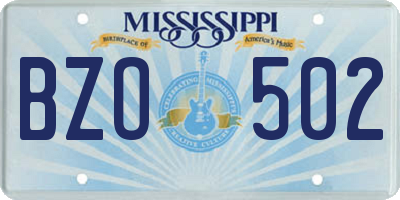 MS license plate BZO502