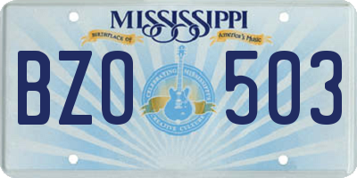 MS license plate BZO503