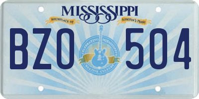 MS license plate BZO504