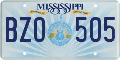 MS license plate BZO505