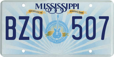 MS license plate BZO507