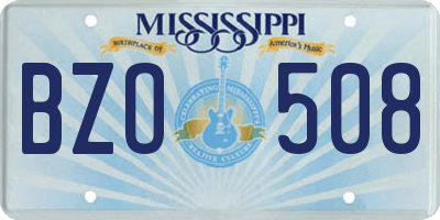 MS license plate BZO508