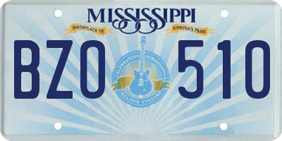 MS license plate BZO510