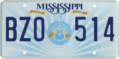 MS license plate BZO514