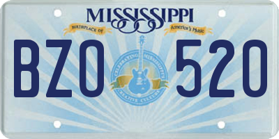 MS license plate BZO520