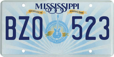 MS license plate BZO523