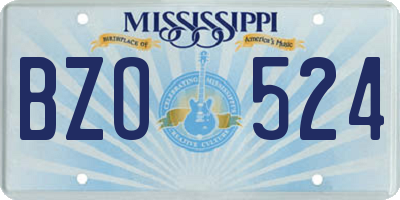 MS license plate BZO524