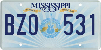 MS license plate BZO531