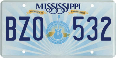 MS license plate BZO532