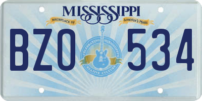 MS license plate BZO534