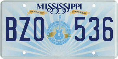 MS license plate BZO536