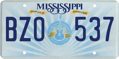 MS license plate BZO537