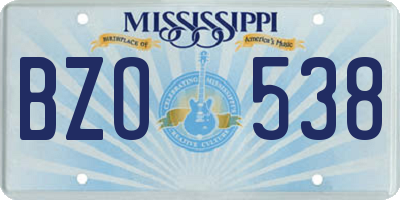MS license plate BZO538