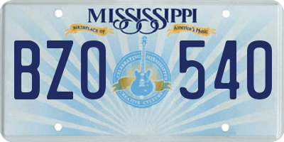MS license plate BZO540