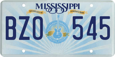MS license plate BZO545