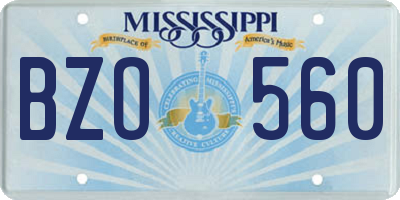 MS license plate BZO560