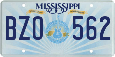 MS license plate BZO562