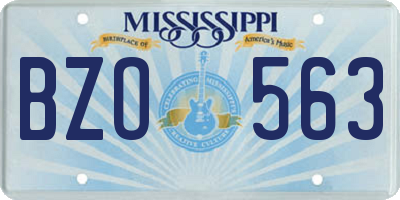 MS license plate BZO563