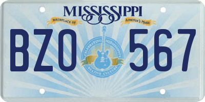MS license plate BZO567