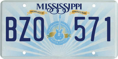 MS license plate BZO571