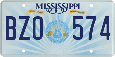 MS license plate BZO574
