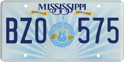 MS license plate BZO575