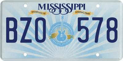 MS license plate BZO578