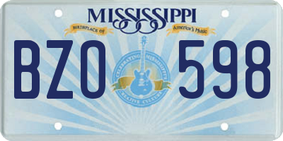 MS license plate BZO598