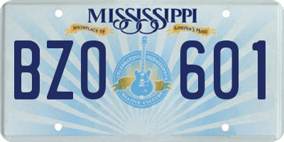 MS license plate BZO601