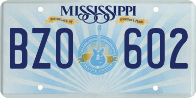 MS license plate BZO602