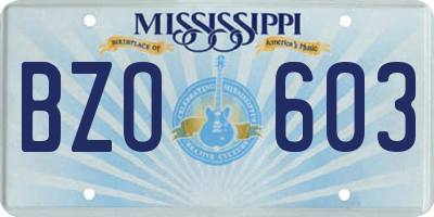 MS license plate BZO603