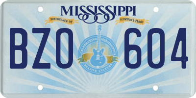 MS license plate BZO604