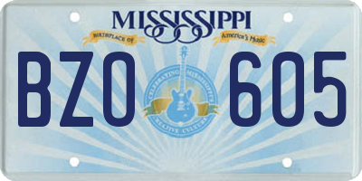 MS license plate BZO605
