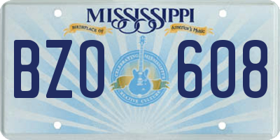 MS license plate BZO608
